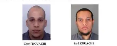 Les deux suspects Kouachi après l'attaque contre Charlie Hebdo