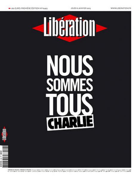 Une du journal Libération Nous sommes tous Charlie